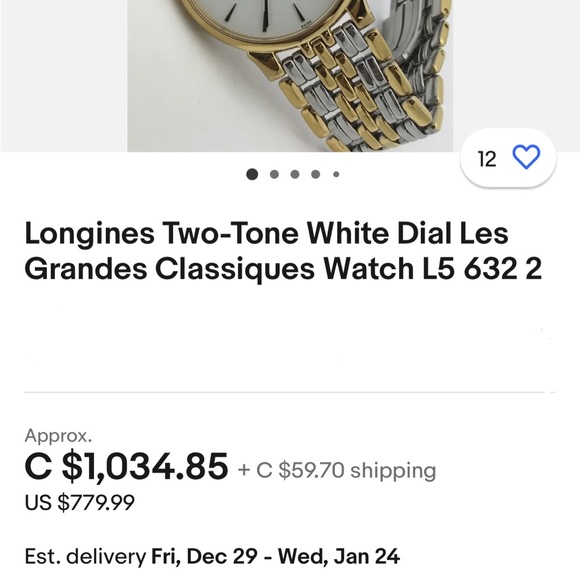 Longines two-tone white dial Les Grandes classic watch - Picture 7 of 7
